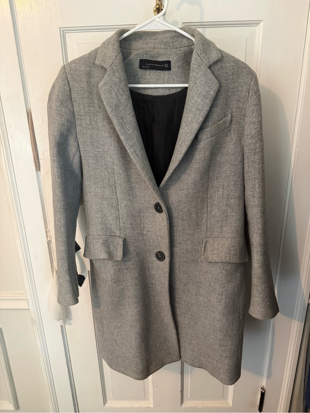 Zara Light Gray Tailored Long Blazer
